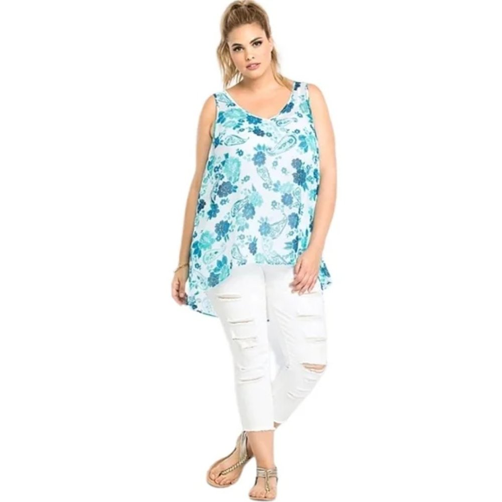 Torrid 2 Floral/Paisley Sheer Tank top